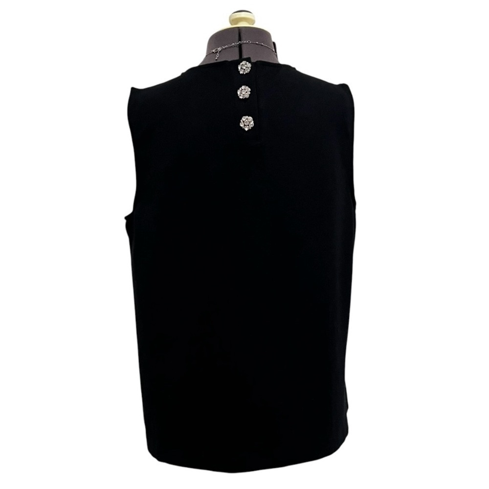 J. Crew Black Jeweled Button Back Sleeveless Ponte Tank Top Size M - Picture 8 of 15